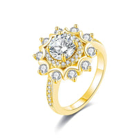 Luxuriöser Moissanit-Sonnenblumenring für Damen
