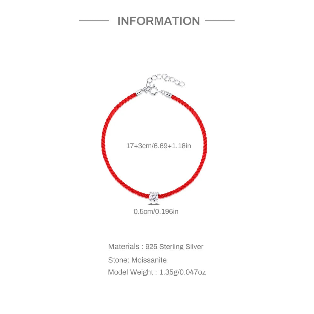 Red Cord Bracelet – Moissanite Sparkle