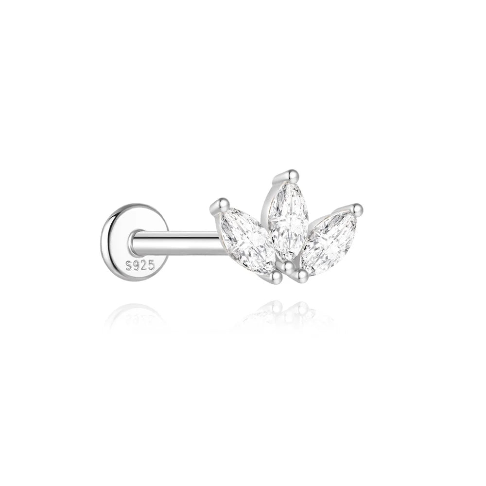 925 Silber Moissanit Ohrringe mit flacher Rückseite für Damen