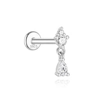 925 Silber Moissanit Ohrringe mit flacher Rückseite für Damen