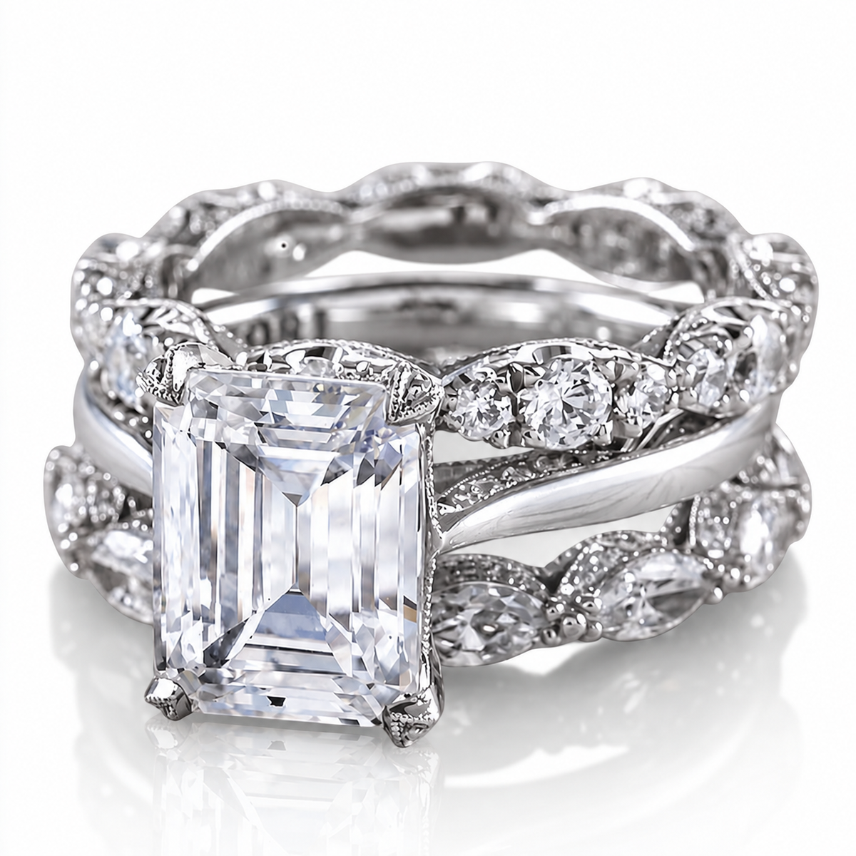 <tc>Bague Vintage Argentée à Couches Lumineuses</tc>