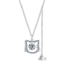 Katzenanhänger-Halskette & Fisch aus 925er Sterlingsilber mit Moissanit