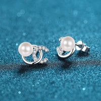 orecchini di perle & Moissanite stile CC in argento 925